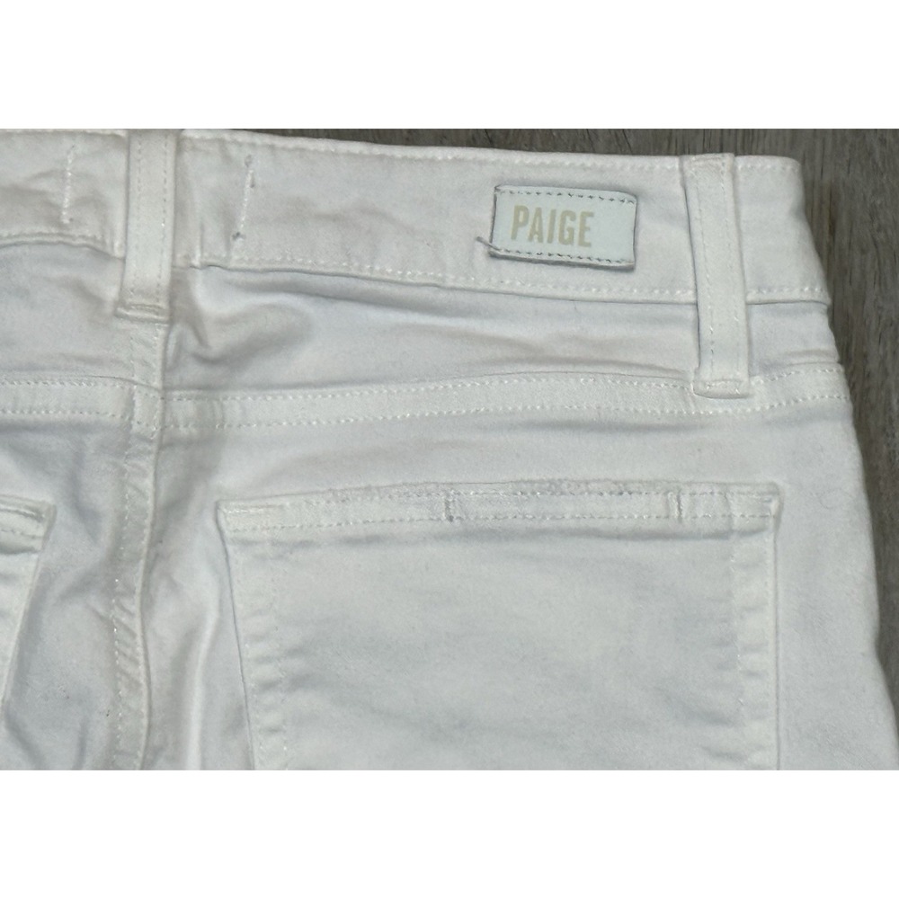 Paige Jax Knee Shorts Women Size 26 White Raw Hem Frayed 9" Cut Off Bermuda - Picture 6 of 7